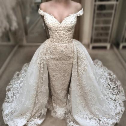 Vintage Wedding Dress,lace Wedding Gowns,mermaid..