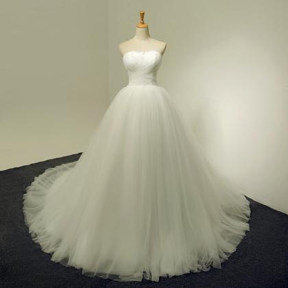 Strapless Sweetheart Ruched Ball Gown Wedding..