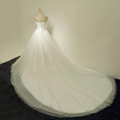 Strapless Sweetheart Ruched Ball Gown Wedding..