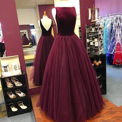 Velvet Dress,ball Gowns Evening Dress, Burgundy..