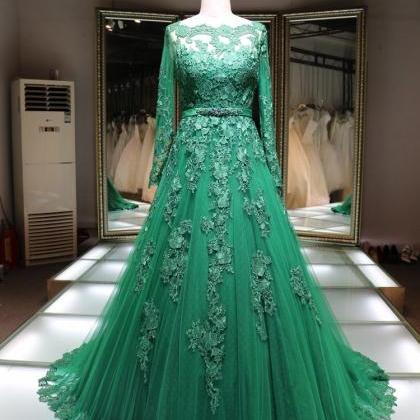 Green Prom Dress,lace Prom Dress,elegant Evening..
