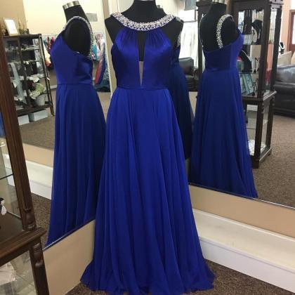 Royal Blue Prom Dress,halter Prom Dress,long..