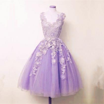 Lace Prom Dress,lilac Party Dress,ball Gowns Party..