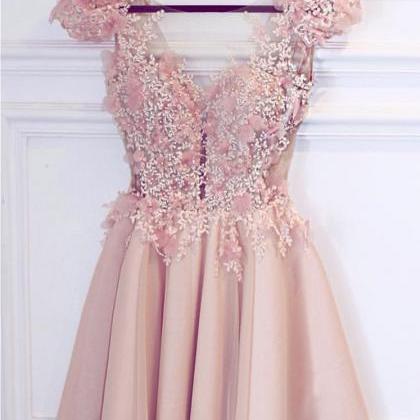 Satin Prom Dress,pink Homecoming Dress,short Prom..