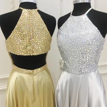 Gold Ball Gowns,halter Prom Dress,ball Gowns Prom..