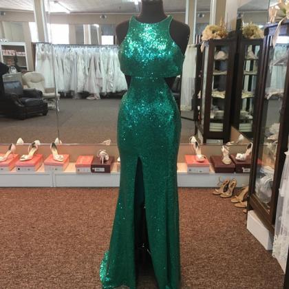 Green Sequins Dress,mermaid Evening Dress,mermaid..