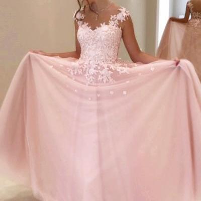 Cap Sleeves Prom Dresses,Lace Appliques Evening Dress,Sheer Neck Prom Gowns,Long Prom Dresses 2017
