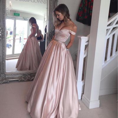 Sweetheart Prom Dresses,Off The Shoulder Gowns,Ball Gowns Prom Dresses,Satin Evening Dresses