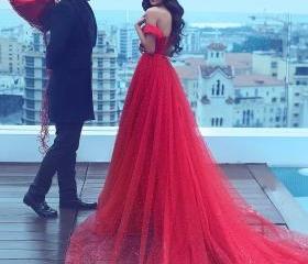 Red Evening Gowns,pearl Dress, V Neck Evening Dress,formal Prom Dress ...