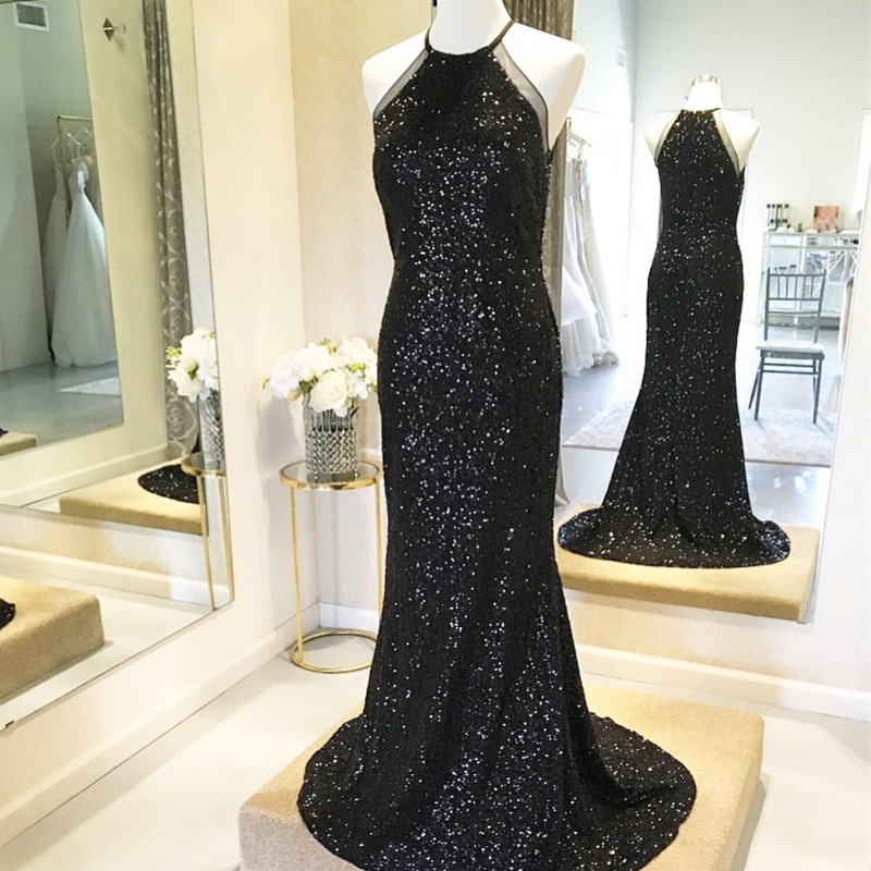 sequin black bridesmaid dress