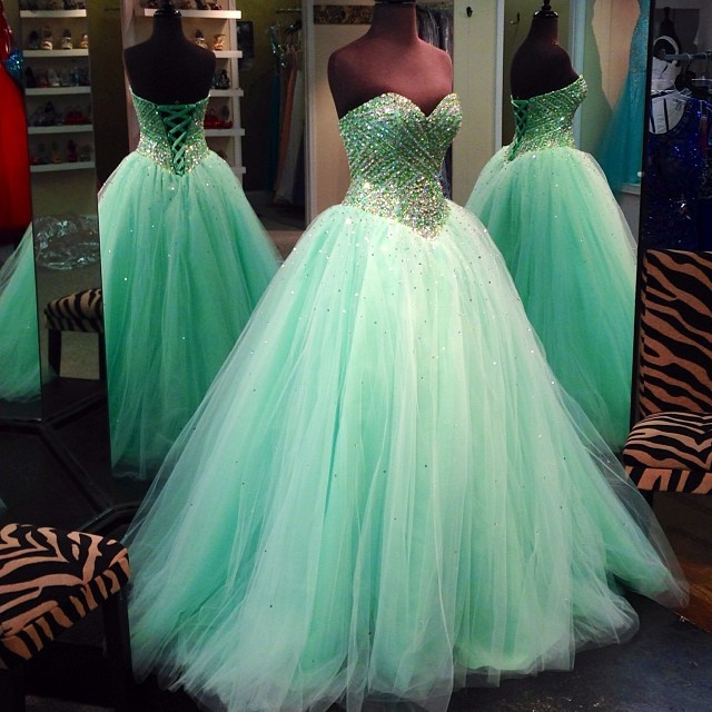Mint Green Quinceanera Dress,Ball Gowns Wedding Dress,Mint Green Prom Dress,Quinceanera Dress 2017,Crystal Dress