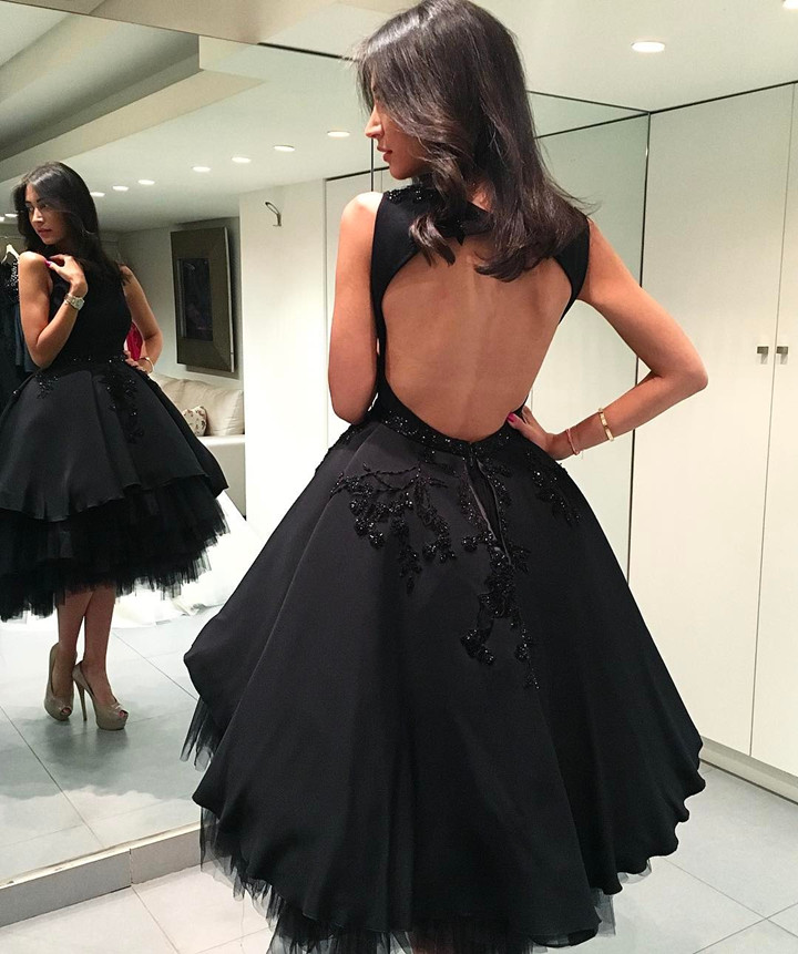 Black Party Dress,open Back Homecoming Dress,short Mini Ball Gowns,prom Dresses 2017