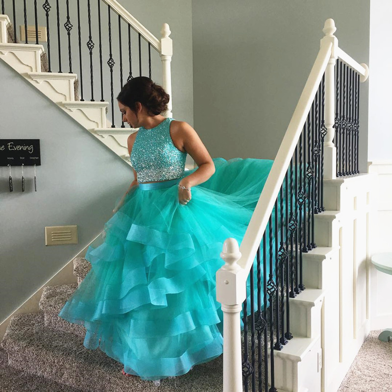 ombre dress,two piece prom dress,ball gowns prom dresses,Cinderella Dress