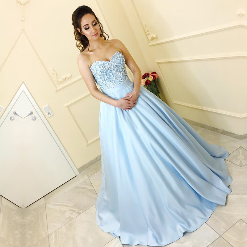 Light Blue Prom Dress,satin Prom Dresses,ball Gowns Prom Dresses,prom Dresses 2017