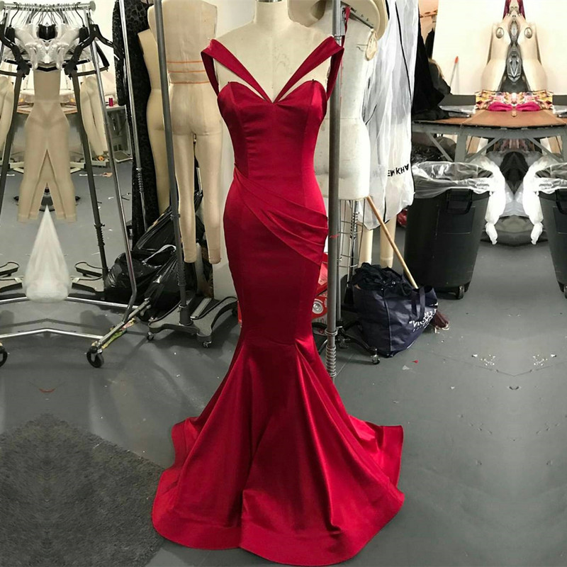 Sweetheart Prom Dress,mermaid Evening Gowns,burgundy Prom Dress,long Satin Formal Dress