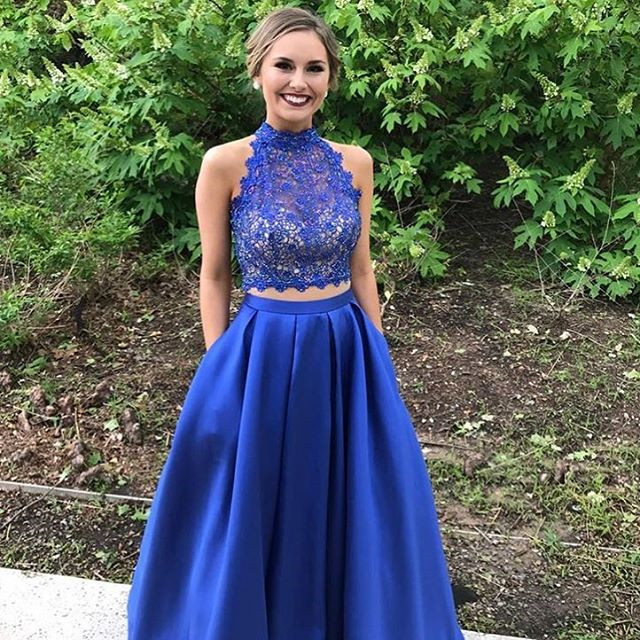 Royal Blue Prom Dresses,elegant Prom Dresses,two Piece Prom Dresses,backless Prom Gowns,sexy Prom Dresses