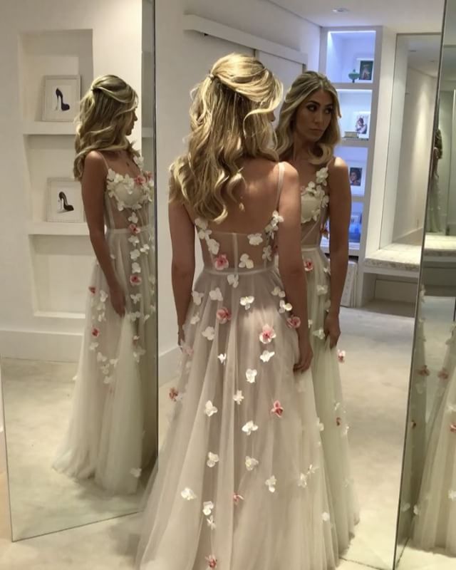 Orchid Dress,flower Prom Dress,long Evening Gowns,see Through Prom Dress,sexy Long Formal Dress