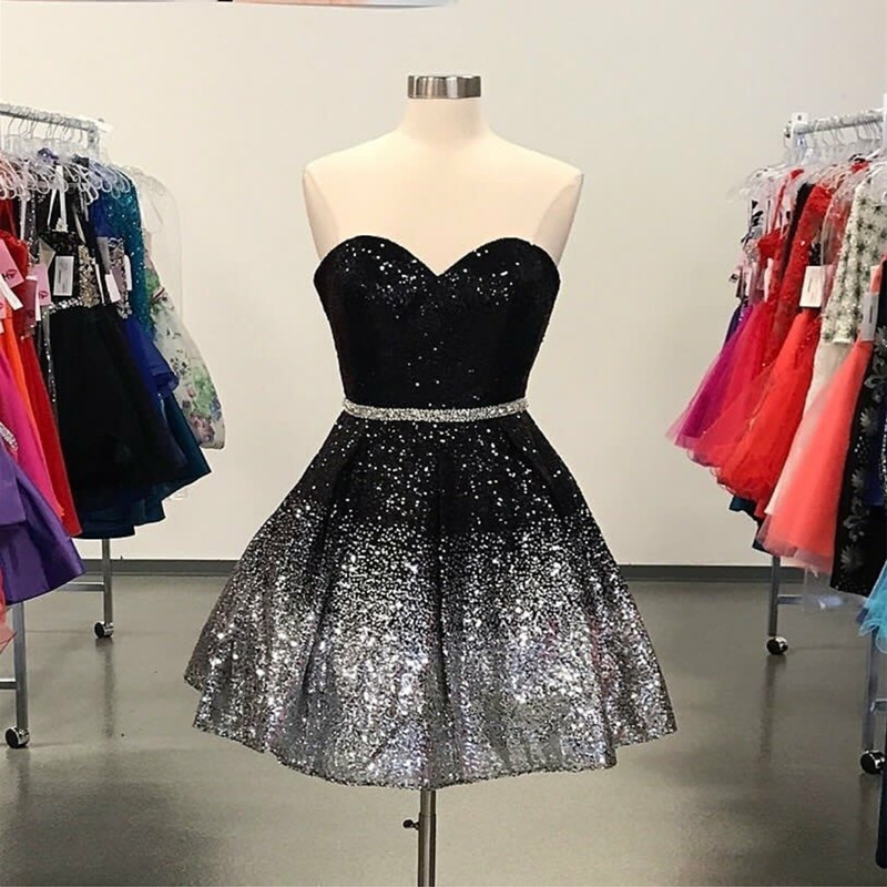 Ombre Homecoming Dress,sequins Prom Dress,sequin Homecoming Dress,sweetheart Ball Gowns