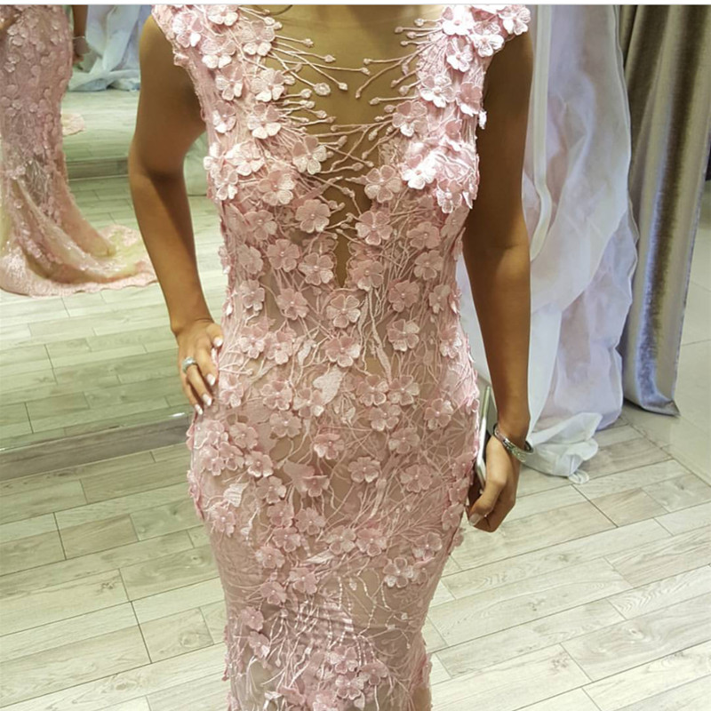 Pink Mermaid Dress,lace Evening Dress,mermaid Prom Dress,mermaid Evening Gowns
