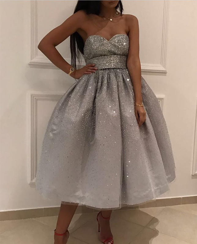 Bling Bling Sequins Ball Gowns,silver Homecoming Dress,swing Party Dress,short Prom Dresses