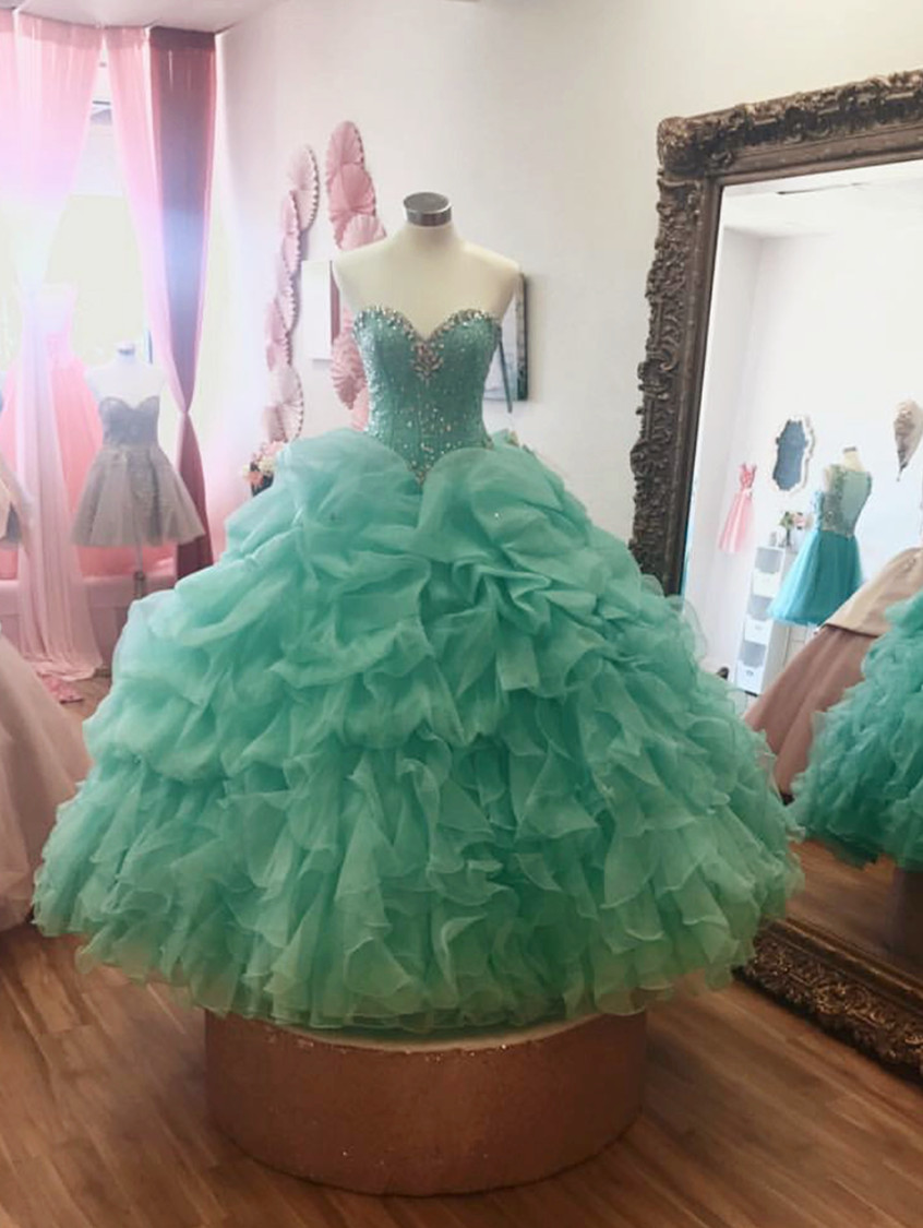 Mint Green Quinceanera Dress,ball Gowns Quinceanera Dress,sweet 16 Dress,crystal Beaded Ball Gowns
