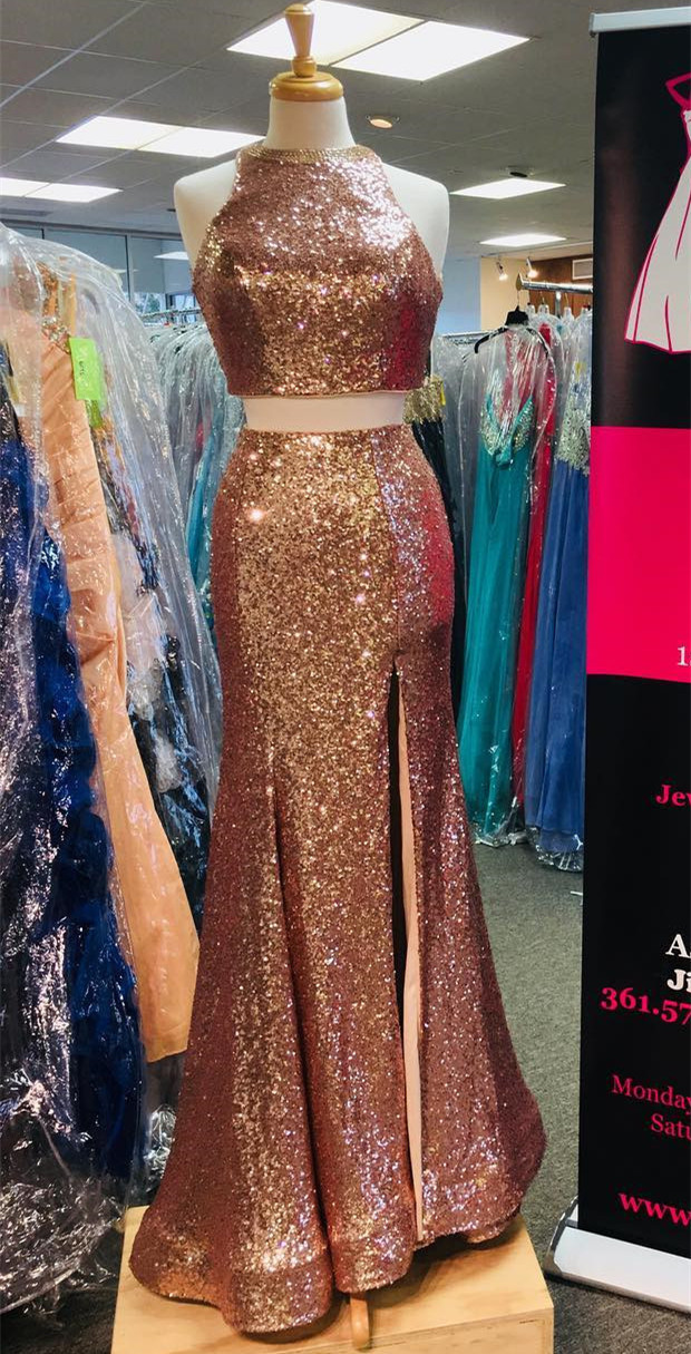 two piece prom dress,mermaid prom dress,sequins prom dress,2 piece prom dress