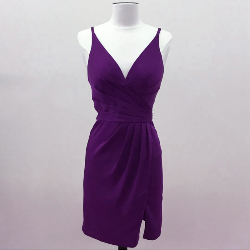 Purple Bridesmaid Dresses Short,sheath Party Dress,v Neck Cocktail Dress,short Prom Dresses 2017,short Homecoming Dress