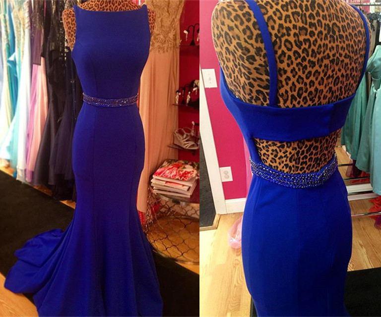jersey prom dress,mermaid prom dresses,royal blue prom evening gowns 2017 long