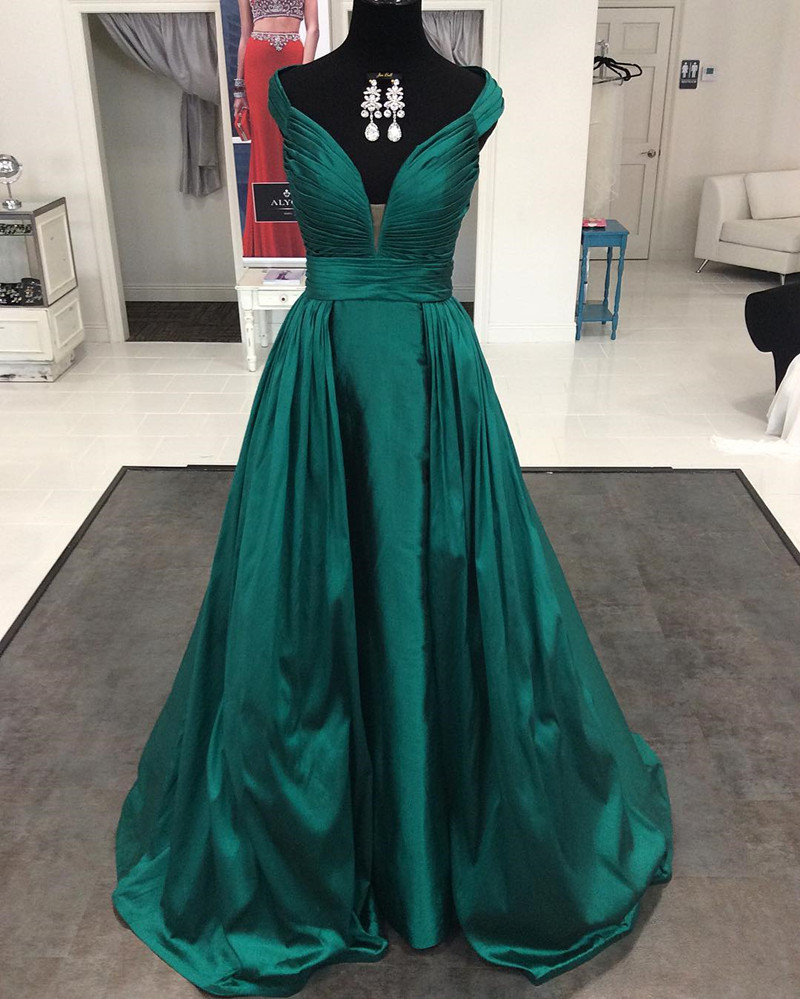 Dark Green Long Formal Evening Gowns Dresses 2017 Prom Dresses Elegant