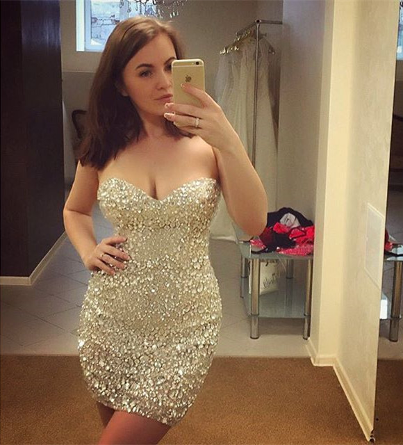 Stunning Crystal Beaded Short Sweetheart Prom Homecoming Dress 2016