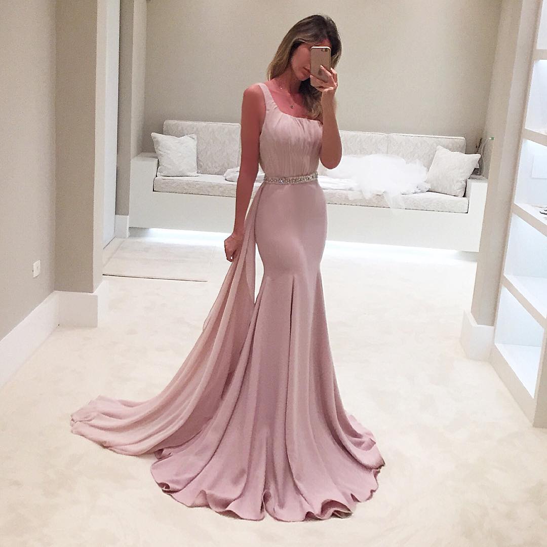 one shoulder bridesmaid dresses,light pink prom gowns,mermaid evening dresses,sexy long evening dress