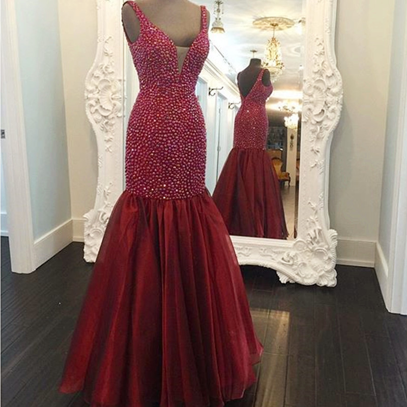 Fully Beaded Sweetheart Mermaid Prom Dresses 2016 Long Formal Evening Gowns