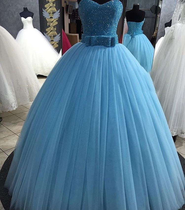 sequin beaded sweetheart bow sashes tulle ball gown quinceanera dresses 2016