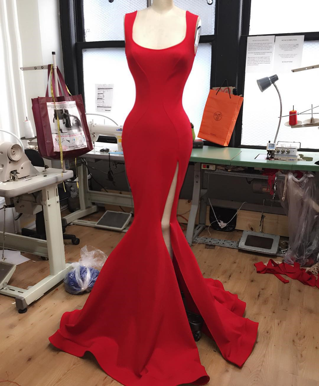 Long Red Jersey Prom Dress,elegant Formal Dress,slit Prom Dress,red Evening Gowns,prom Dress Mermaid 2016