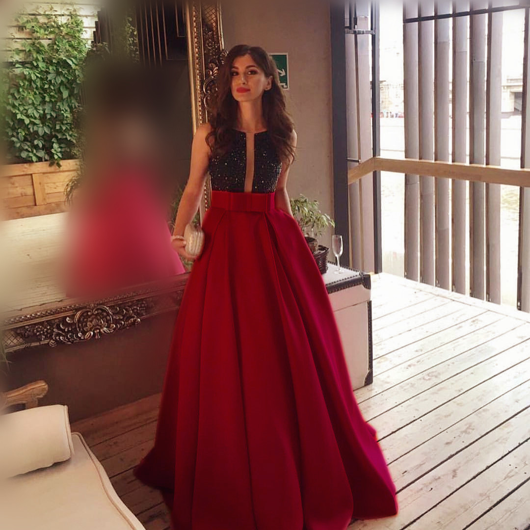 Burgundy Long Satin Ball Gowns ,beaded Prom Dresses 2017,sparkly Evening Gowns,floor Length Party Dress