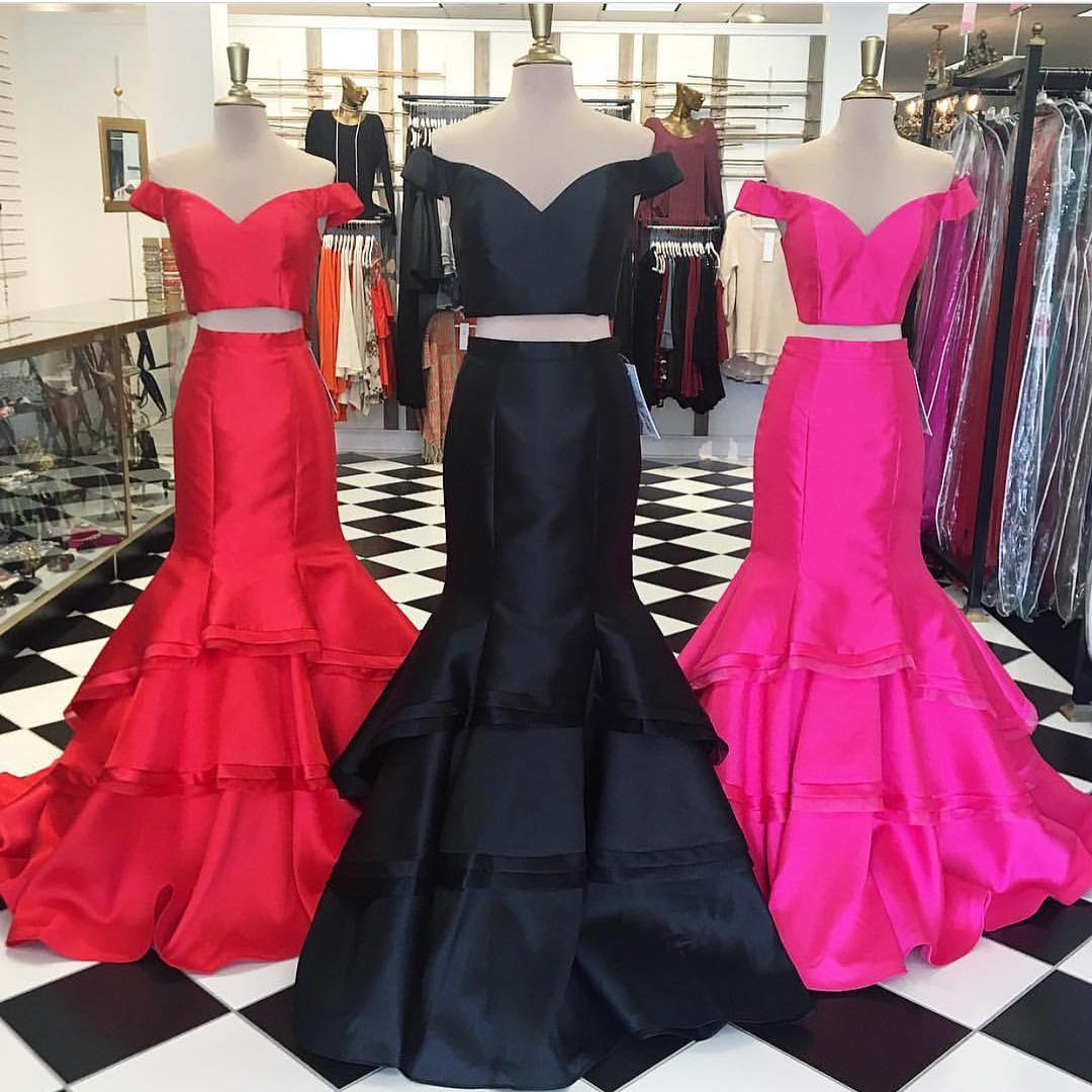 Two Piece Mermaid Prom Dresses,satin Evening Gowns,prom Dress 2017 Sexy,long Formal Dress,2 Piece Evening Dress