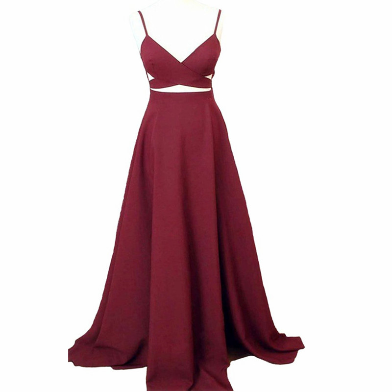 Women's Long Burgundy V Neck Party Dress,sexy Prom Dress 2017,simple Evening Gowns