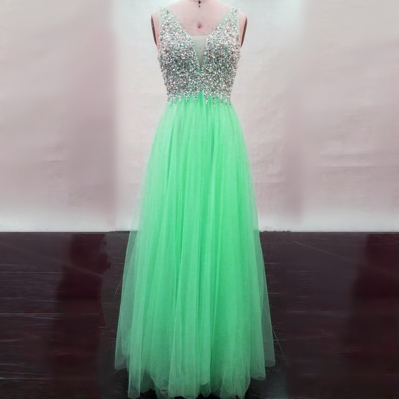 Real Sample Prom Dress,mint Green Prom Dress, Floor Length Evening Dress,sparkly Gowns,prom Dresses 2017