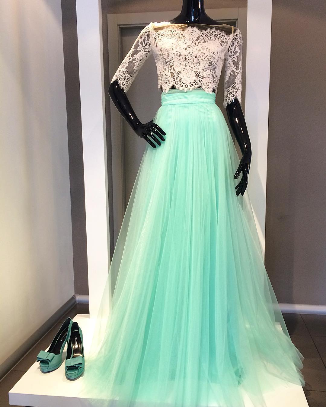 Two Piece Prom Dresses,prom Dresses With Sleeves,long Prom Dresses 2017,elegant Prom Dress,tulle Dress