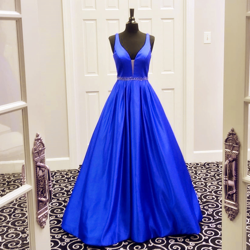 V Neck Prom Dress,ball Gowns Prom Dress,sexy Prom Gowns,long Prom Dress,satin Evening Gowns