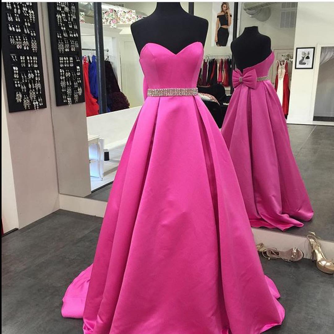 Pink Prom Dresses,satin Ball Gowns,prom Dresses 2017,formal Evening Gowns,women's Party Dress