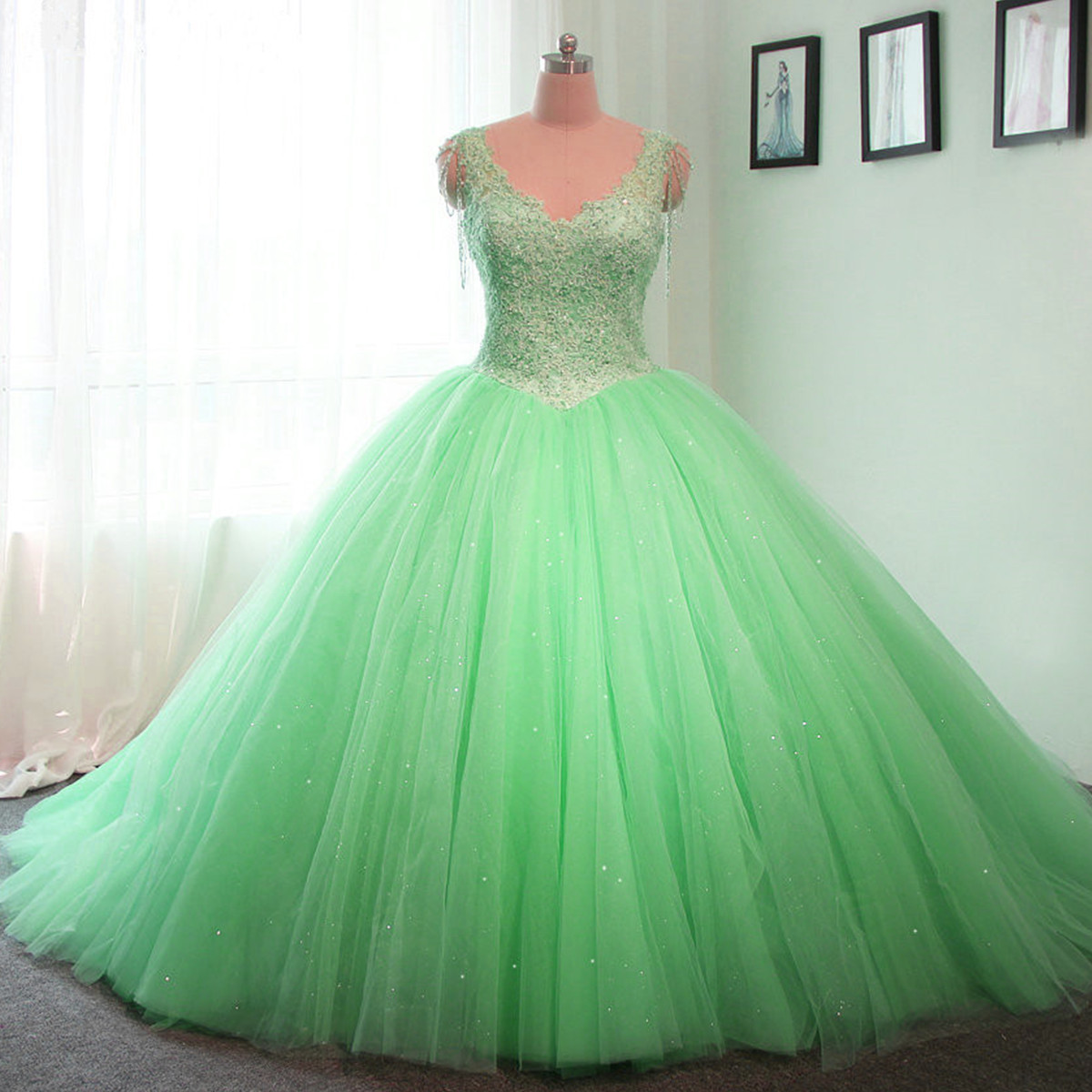 Bright green wedding dress hotsell