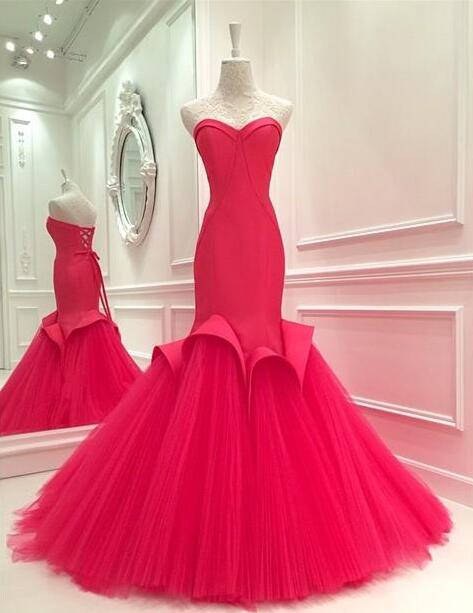 Rose Pink Evening Gowns,mermaid Prom Dress,formal Evening Gowns,sexy Mermaid Dress,women Party Dress,prom Gowns 2017