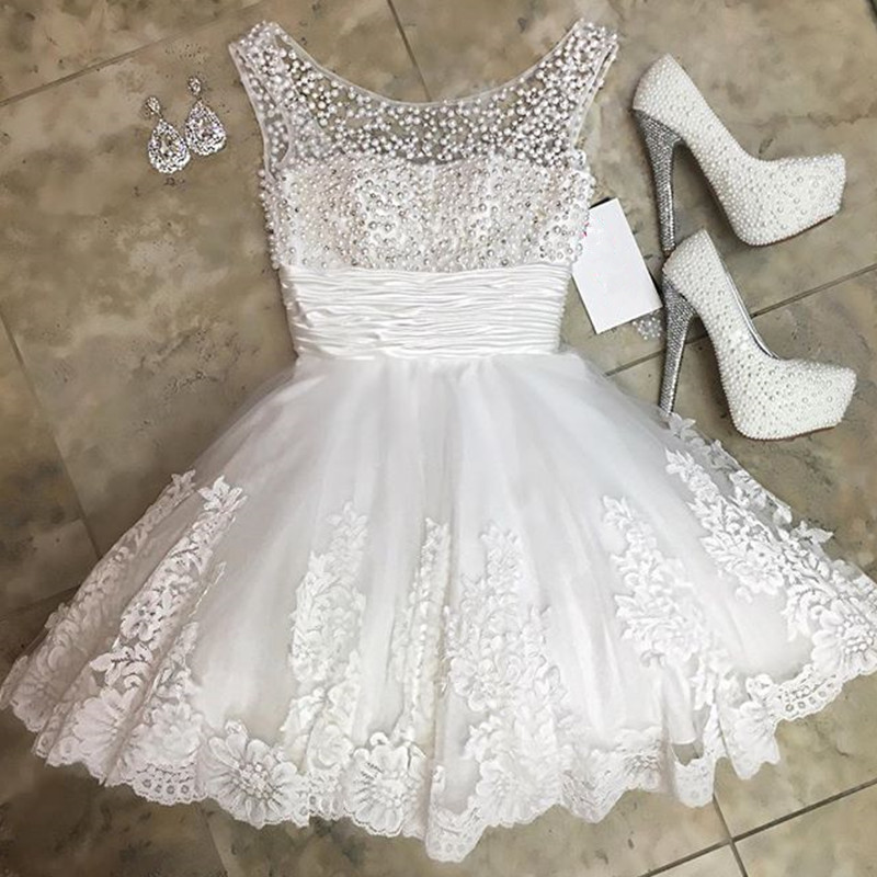 White Homecoming Dress,short Prom Dress 2017,lace Homecoming Dress,elegant Cocktail Dresses,birthday Party Dresses