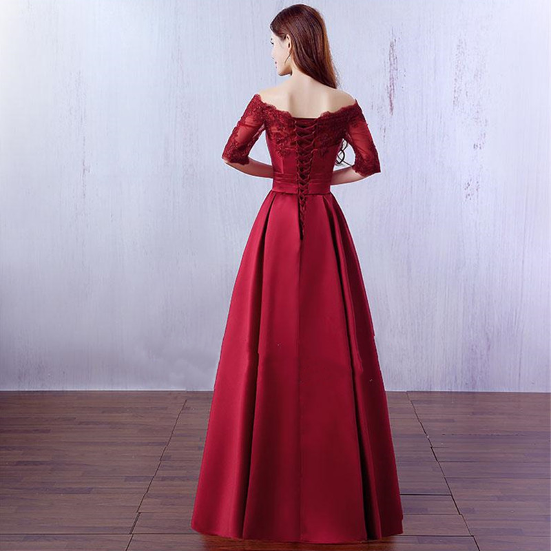Off The Shoulder Evening Gowns,Long Bridesmaid Dresses,Burgundy Prom ...