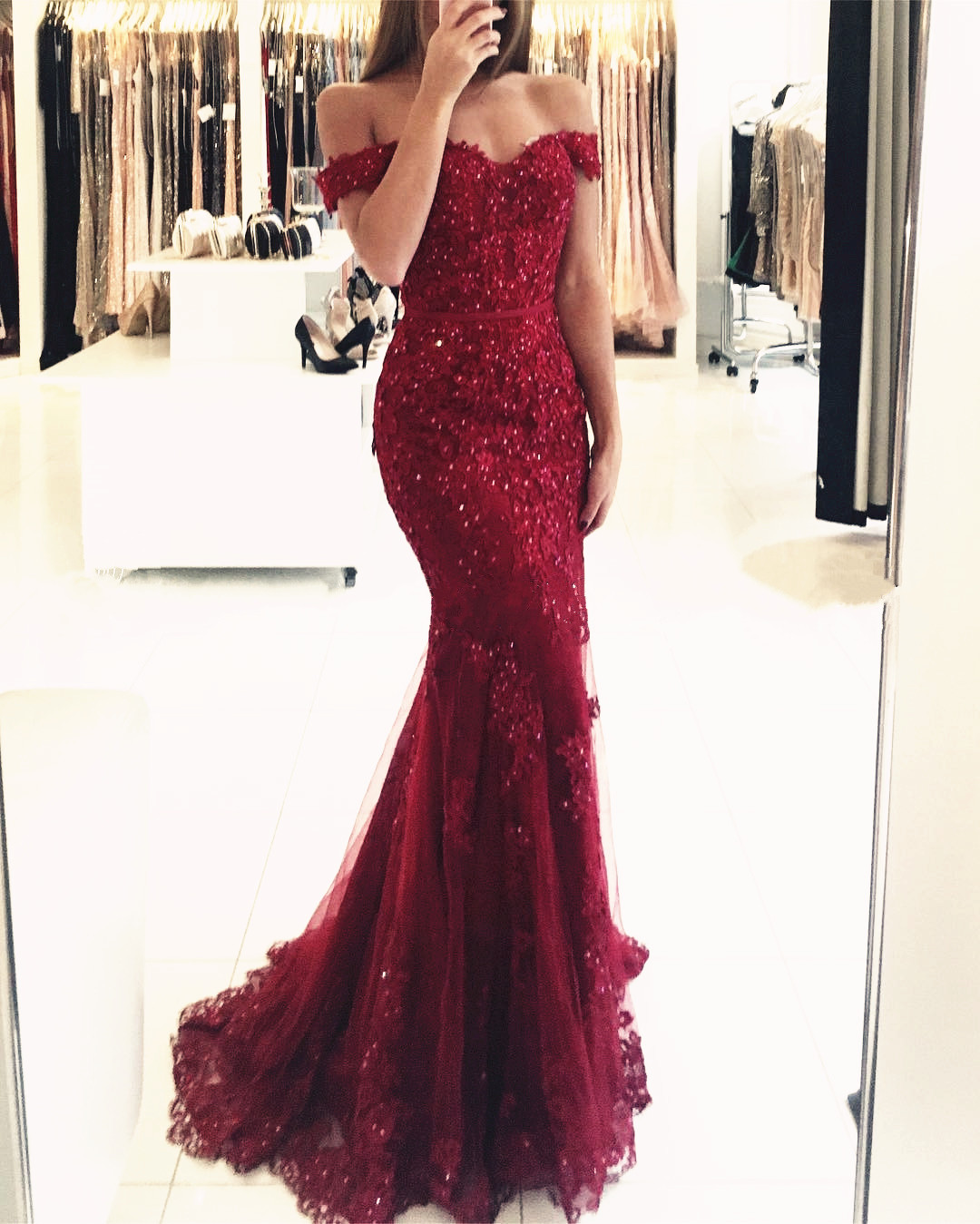 Burgundy Prom Dresses,mermaid Evening Dress,lace Evening Gowns,elegant Prom Dresses,prom Dresses 2017