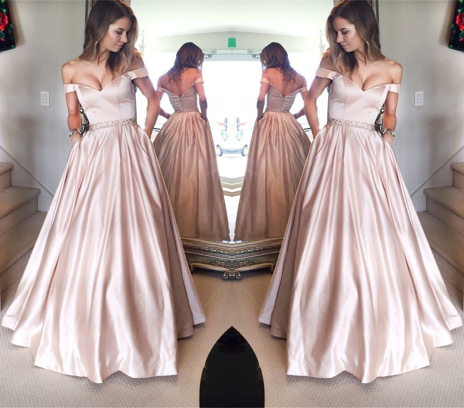 Off The Shoulder Prom Dress,ball Gowns Prom Dress,elegant Prom Dress,satin Evening Gown