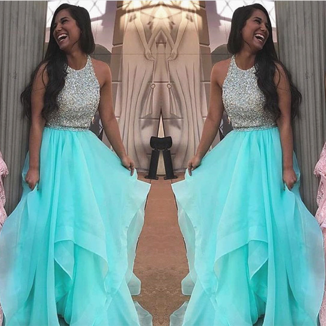 Two Piece Prom Dresses,prom Dresses 2017,ball Gown Dresses,beaded Prom Dress,sparkly Prom Dress