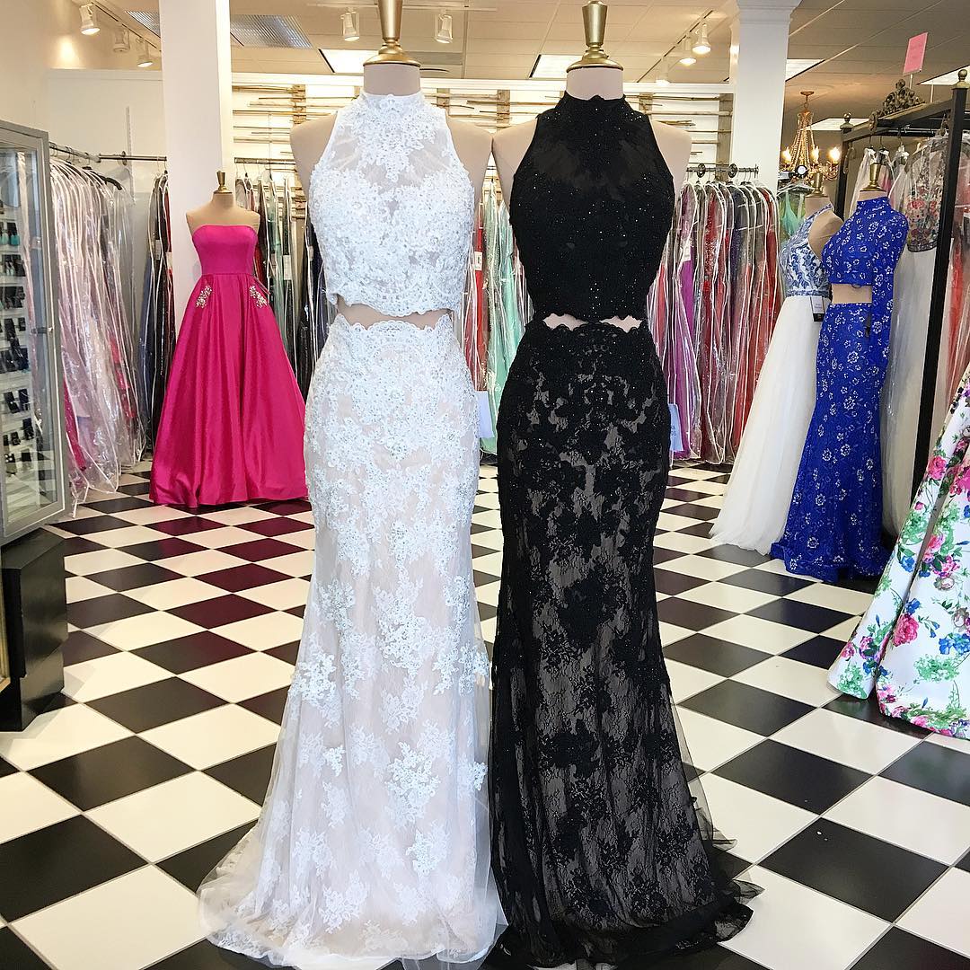Black Prom Dress,white Prom Dresses,lace Prom Dress,two Piece Prom Gowns,mermaid Evening Dresses