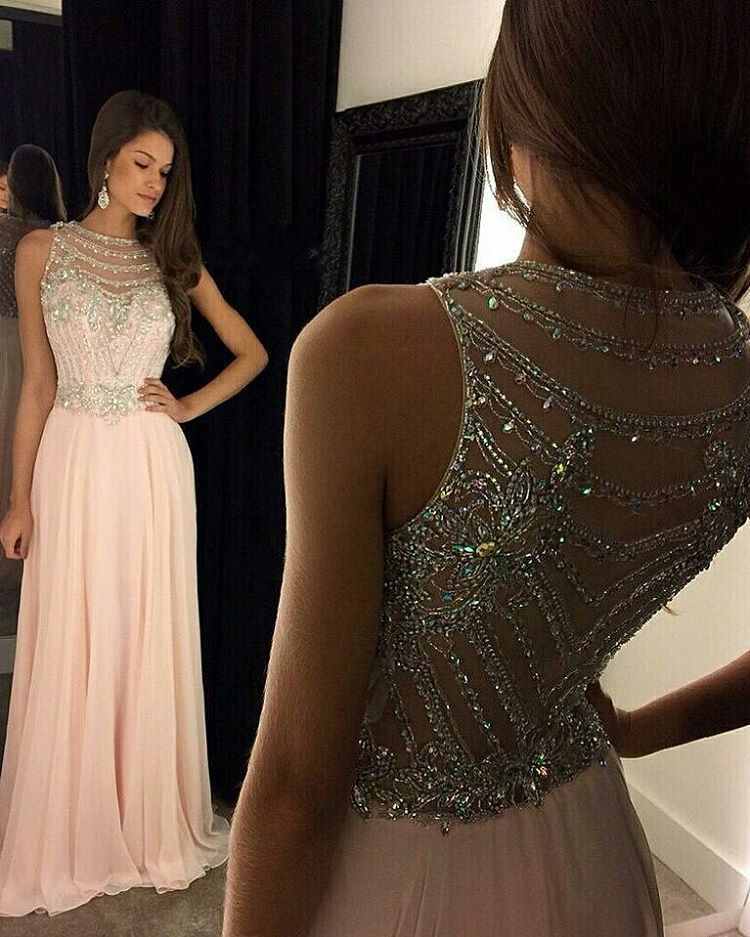 Pink Prom Dress,beaded Evening Dress,long Prom Dress,formal Gowns 2017,sparkly Dress